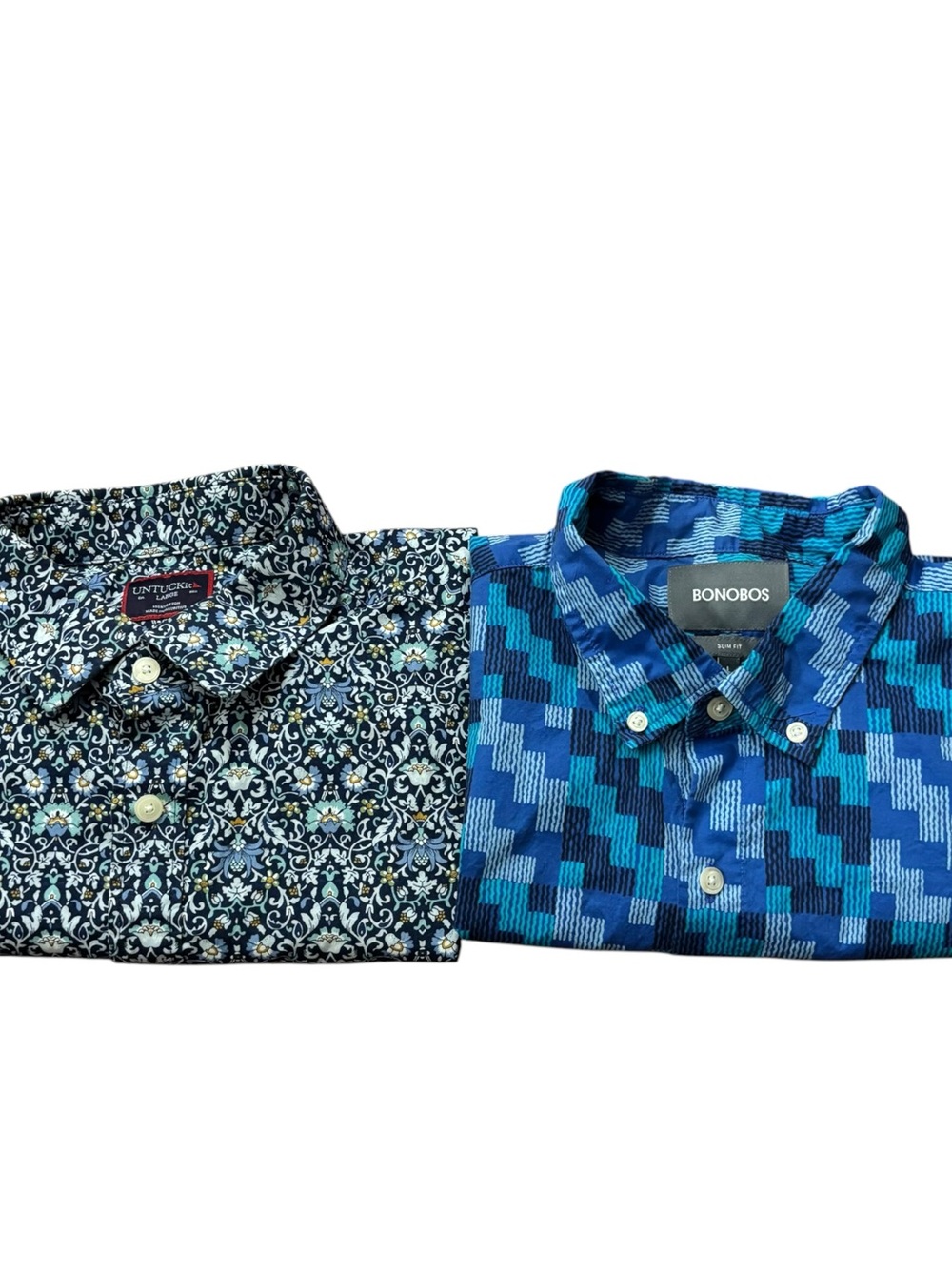 Lot of two short sleeve button down shirt 100% Cotton Bonobos /UntuckIt Men’s L